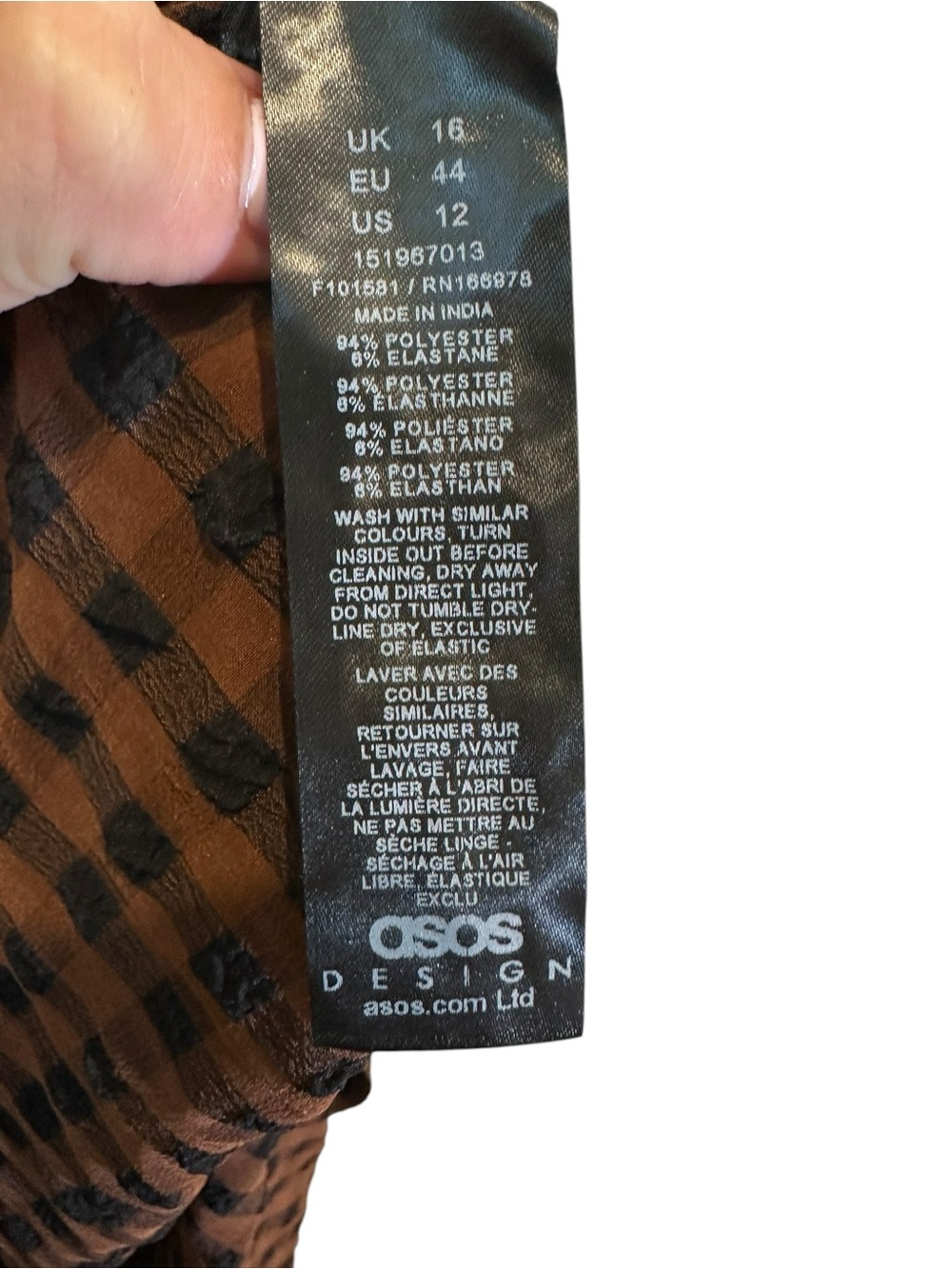 New ASOS Black and Brown Gingham Crinkle Scoop Neck Maxi Dress - Picture 5 of 5